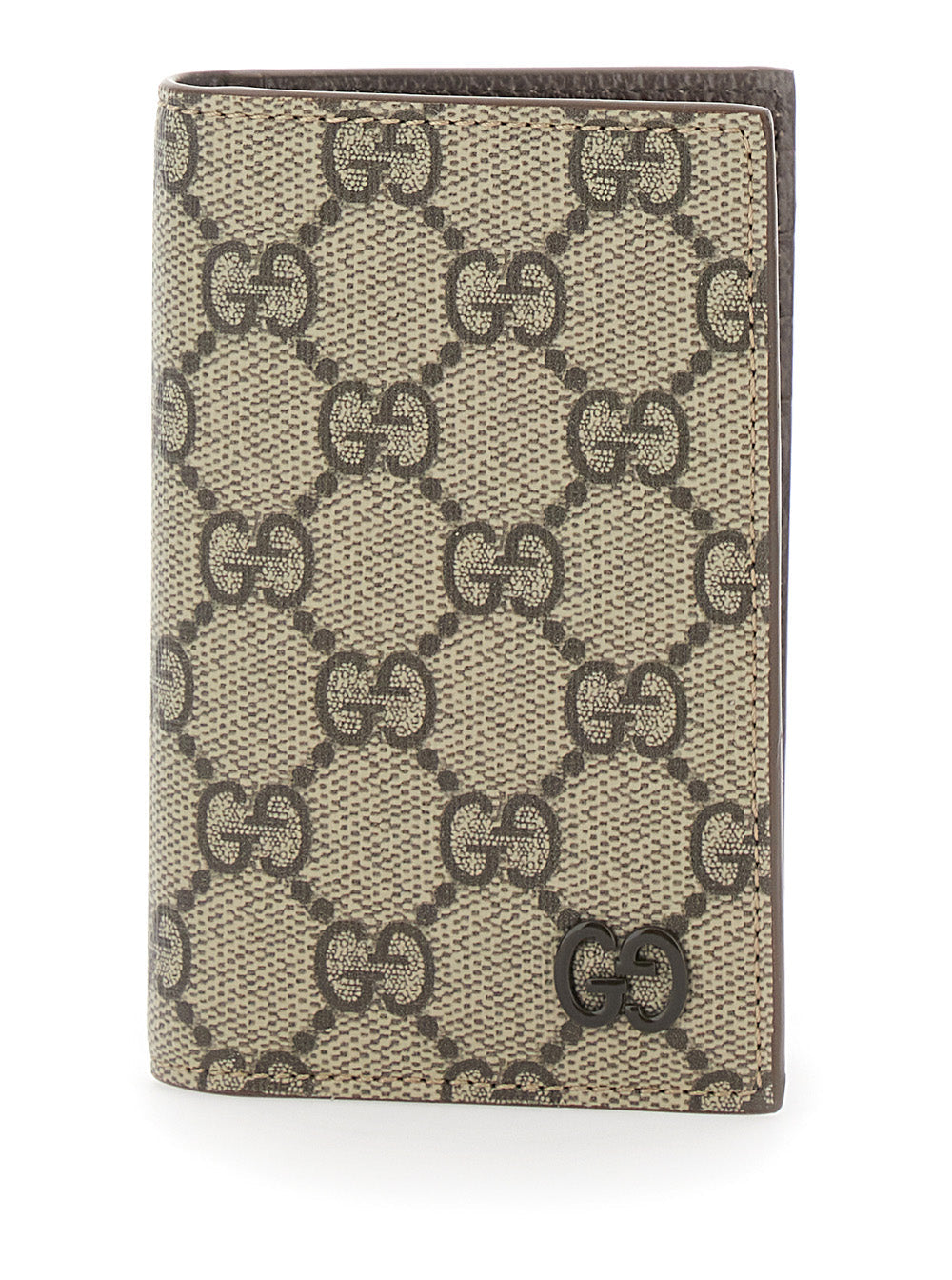 Gucci Men Beige Card Holder With All-Over Gg Motif And Logo On The Front In Fabric Man