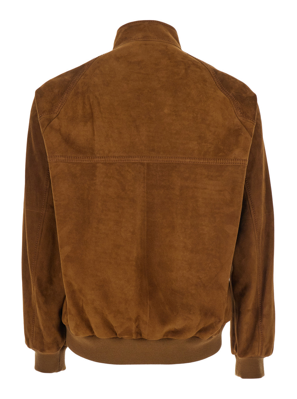 Valentino Men Brown Jacket With Mock Neck With Snap Buttons In Suede Man