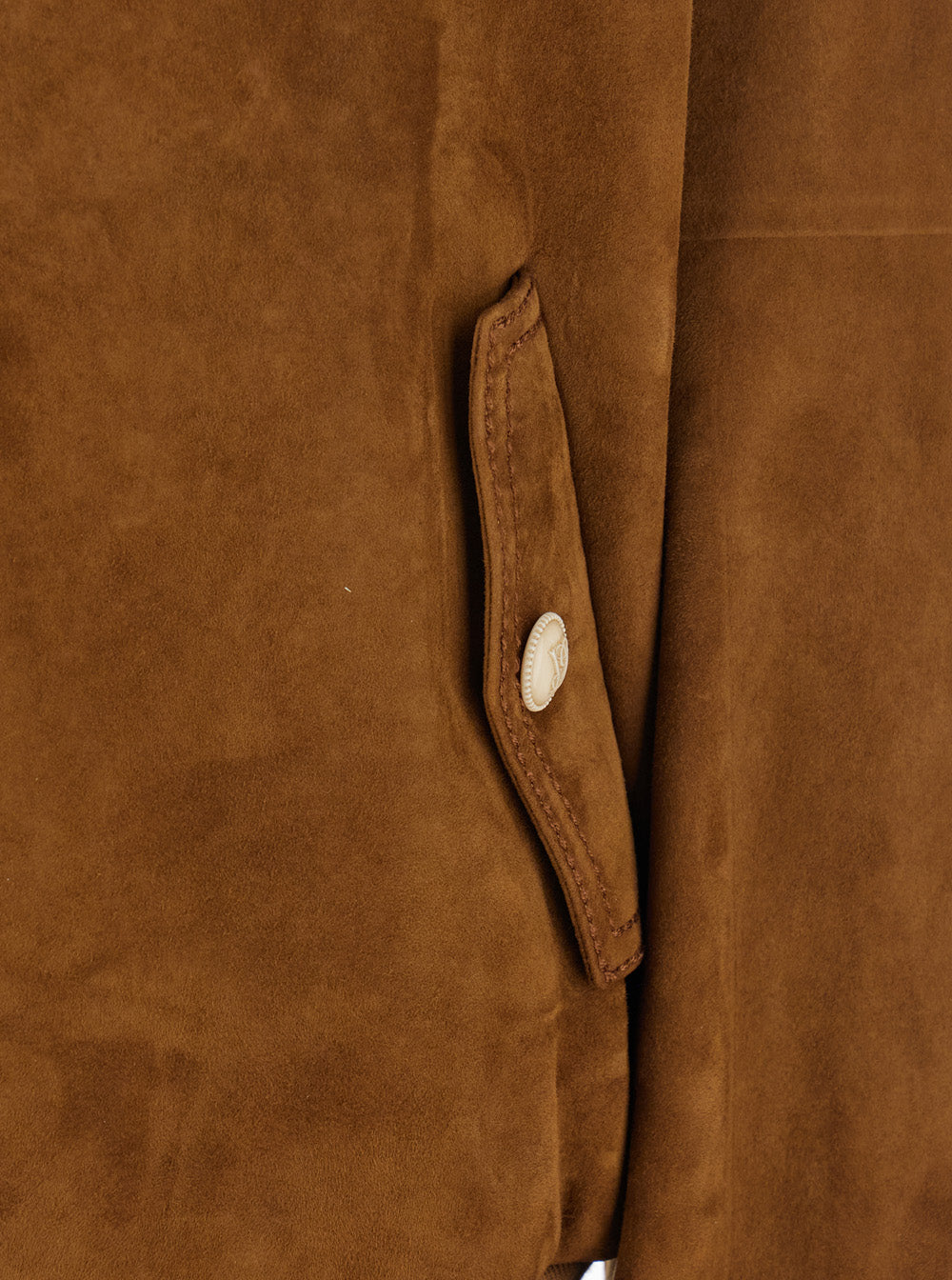 Valentino Men Brown Jacket With Mock Neck With Snap Buttons In Suede Man