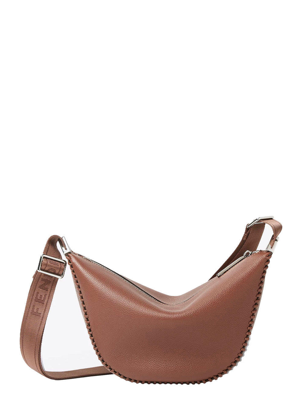 Fendi Men 'Melon Small' Brown Crossbody Bag  With Logo Strap And Metallic Ffs On The Sides In Leather Man