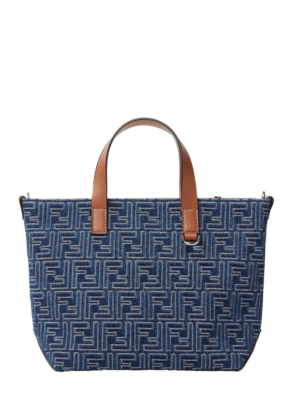 Fendi Men Blue Shopper With Top Handles And All-Over Ff Motif In Cotton Man