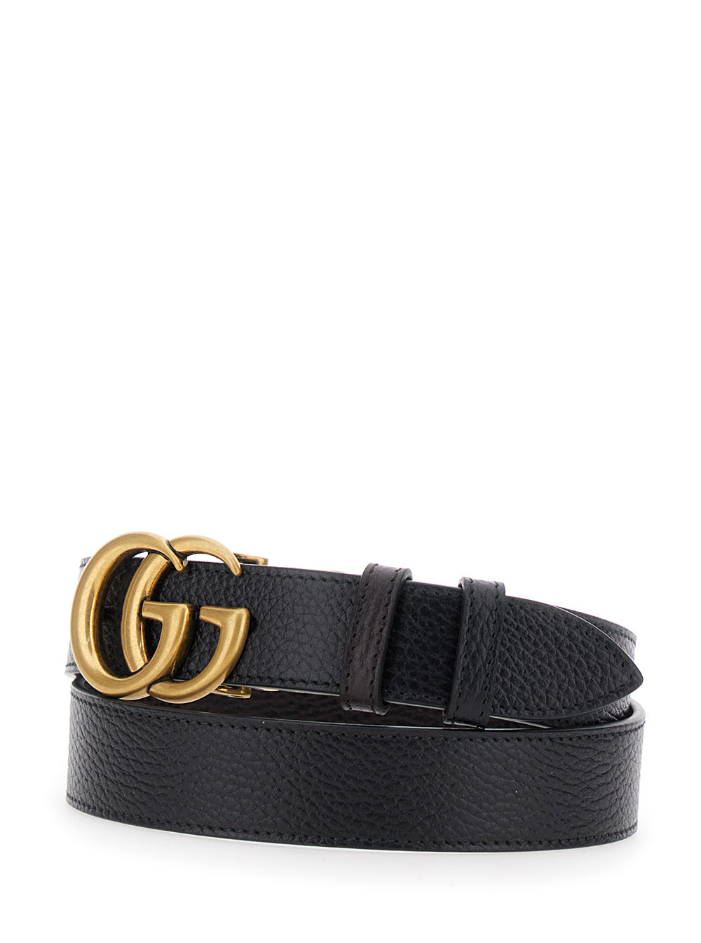 Gucci Men Black Reversible Belt With Buckle With Double G Logo In Leather Man