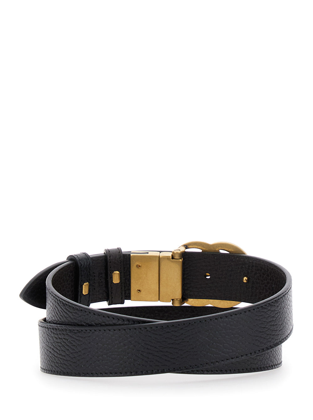 Gucci Men Black Reversible Belt With Buckle With Double G Logo In Leather Man