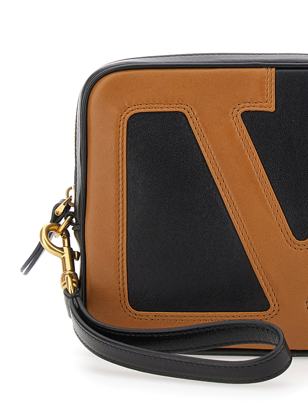 Valentino Garavani Men 'Viva Superstar' Black Clutch With Removable Wrist Strap And Maxi Vlogo On The Front In Leather Man