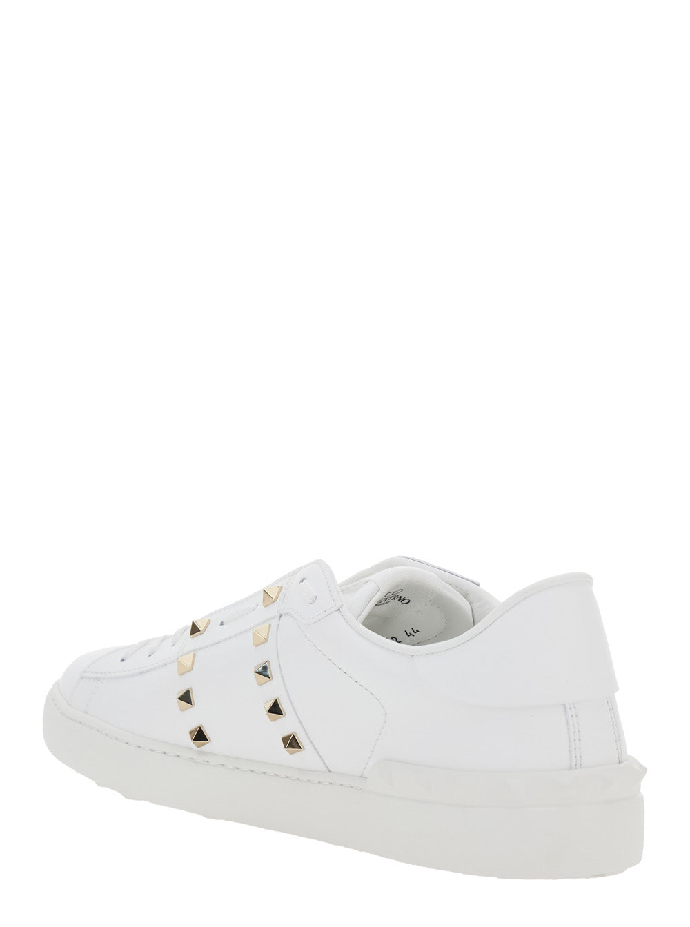 Valentino Garavani Men White Low Top Sneakers With Logo Patch On The Tongue And Rockstud Embellishments In Leather Man