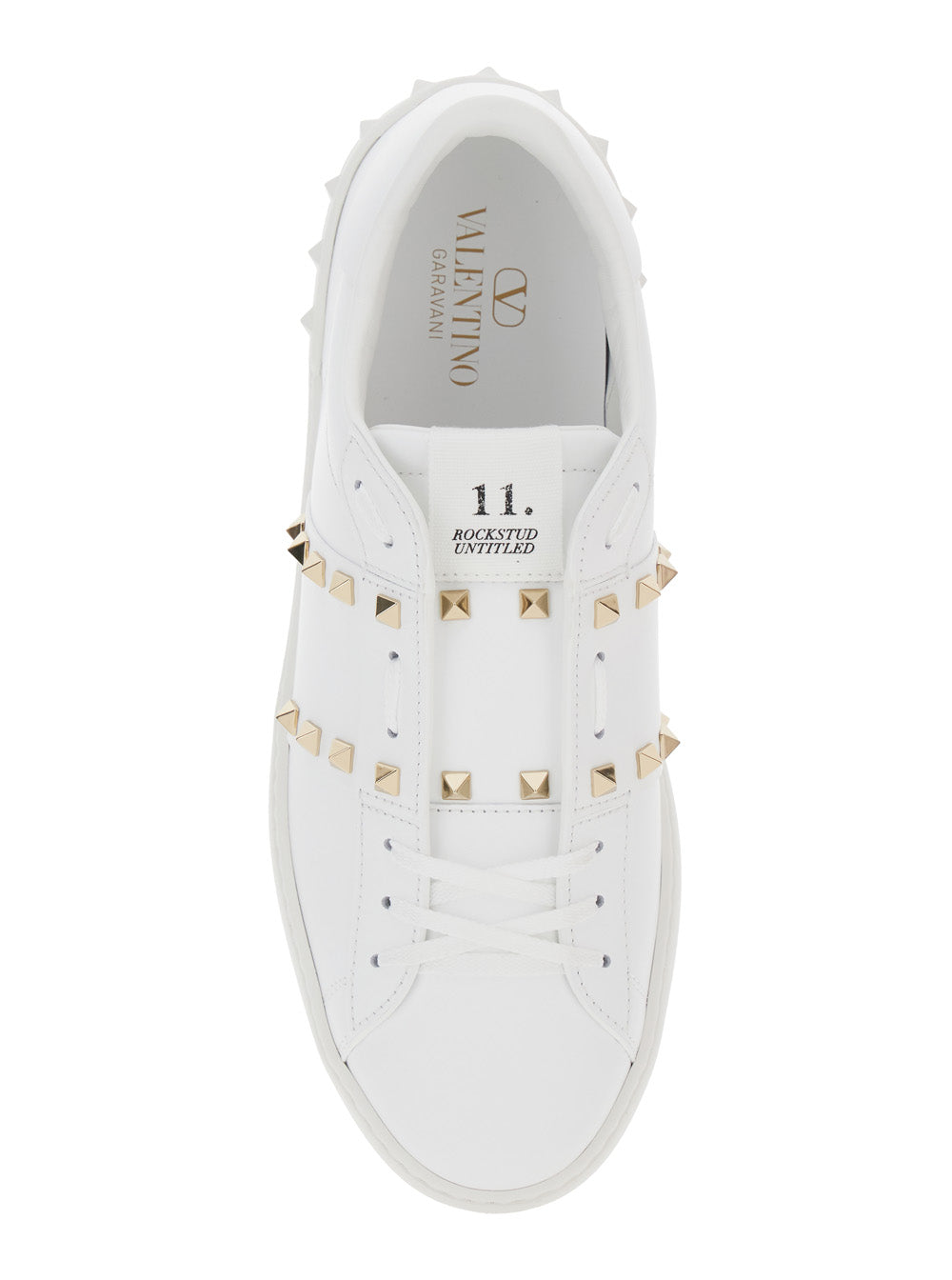 Valentino Garavani Men White Low Top Sneakers With Logo Patch On The Tongue And Rockstud Embellishments In Leather Man