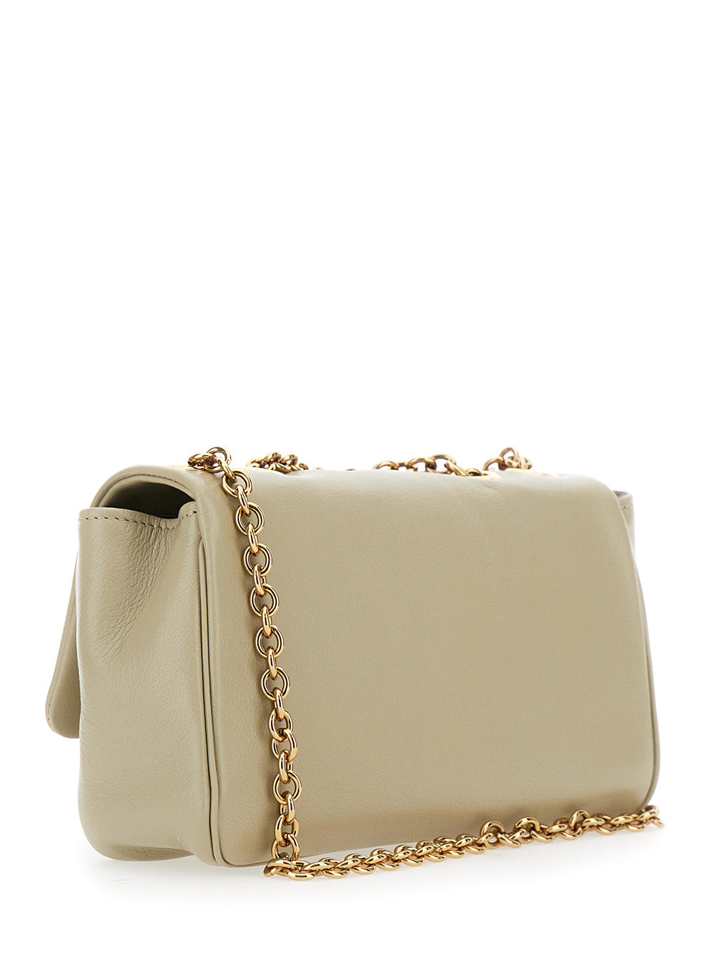 Chloé Women 'Heritage' Beige Shoulder Bag With Chain-Link Shoulder Strap And Logo Plaque On The Front In Leather Woman
