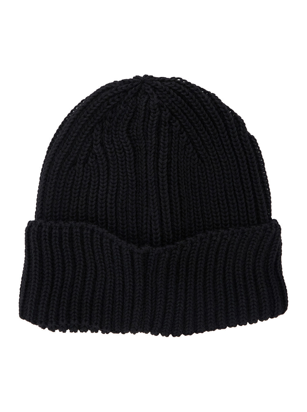 C.P. Company Men Black Knit Beanie With Logo Plaque On The Front In Wool Man
