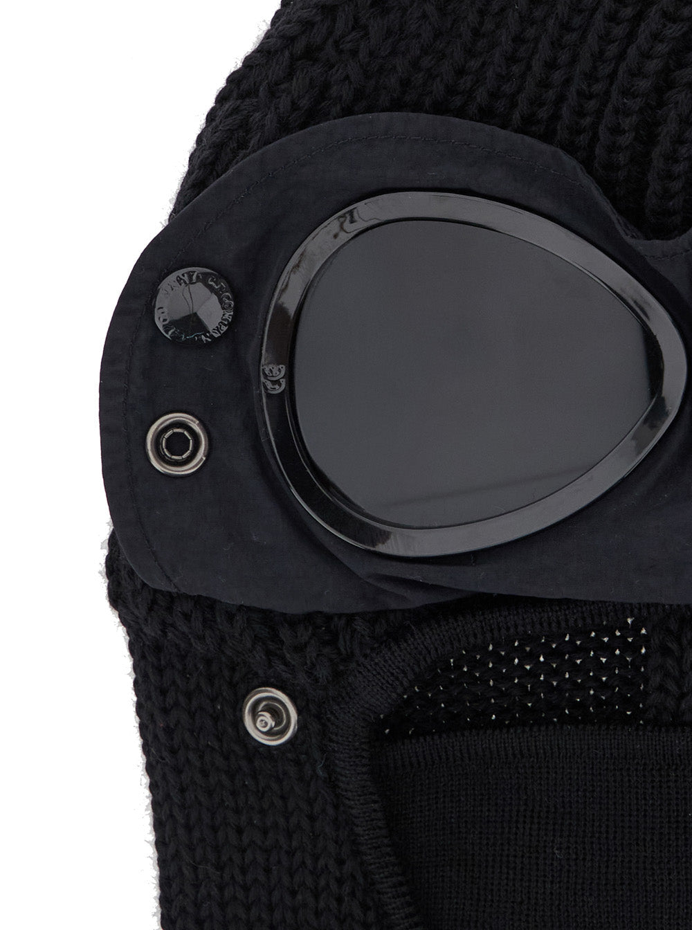 C.P. Company Men Black Knit Ski Mask With Logo Detail On The Front In Wool Man