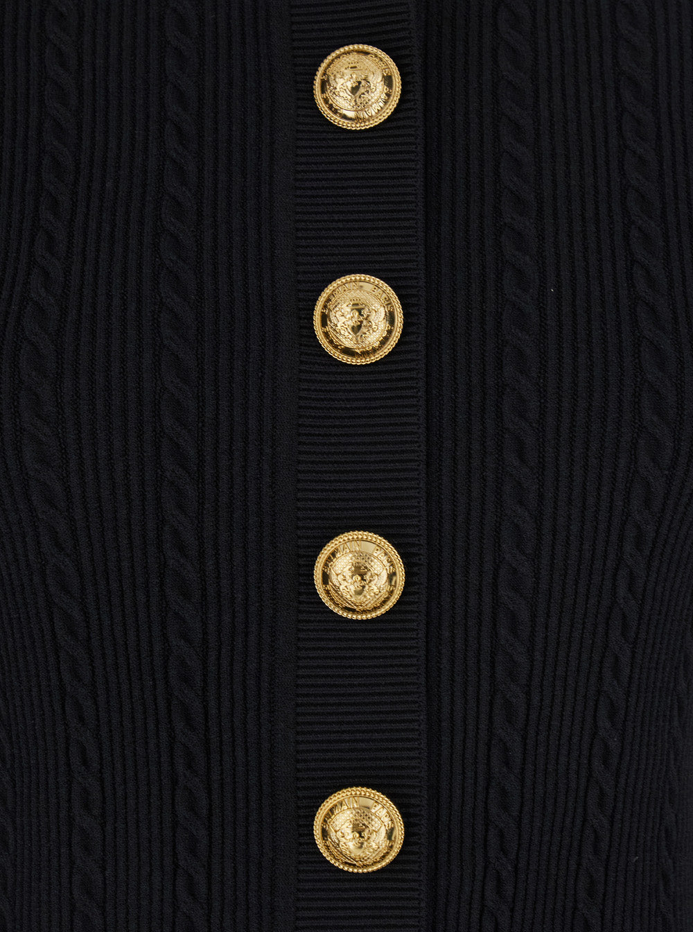 Balmain Women Black Crewneck Cardigan With Jewel Buttons In Viscose Blend Woman