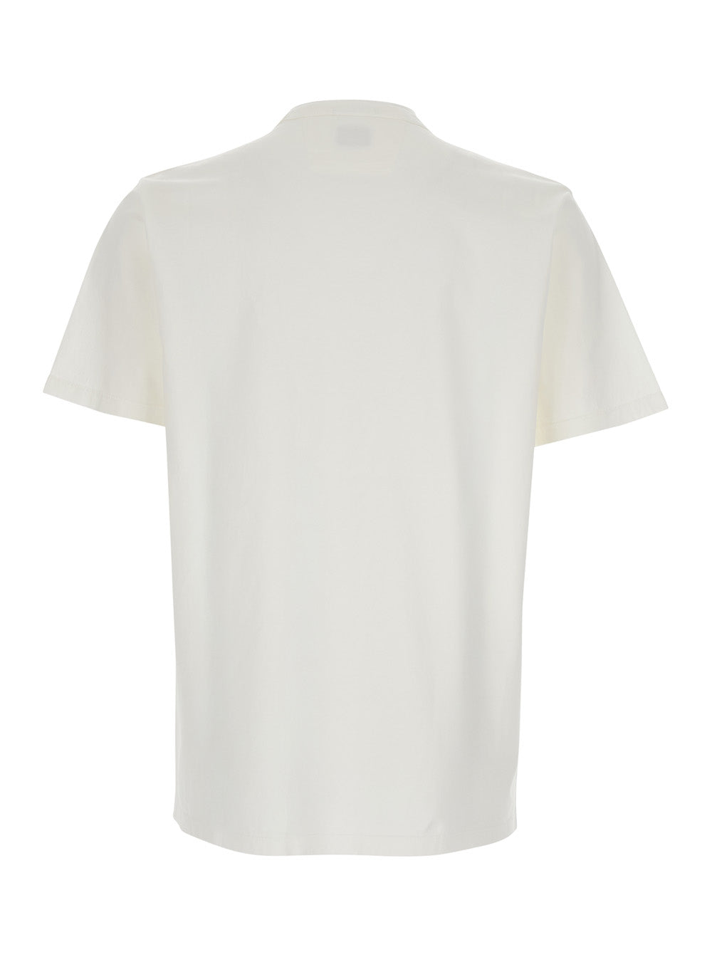 C.P. Company Men White Crewneck T-Shirt With Logo Lettering On The Front In Cotton Man