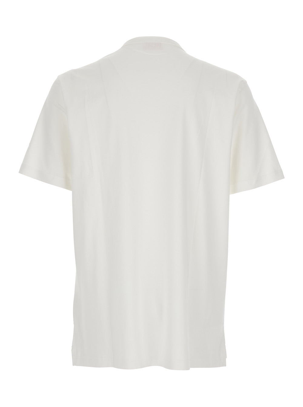 Diesel Men White Crewneck T-Shirt With Tonal Logo Embroidery On The Front In Cotton Man