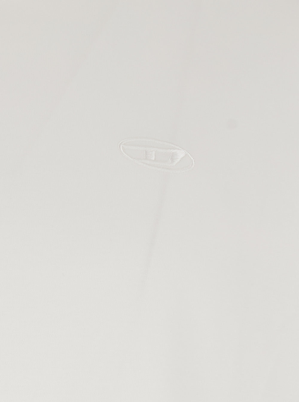 Diesel Men White Crewneck T-Shirt With Tonal Logo Embroidery On The Front In Cotton Man