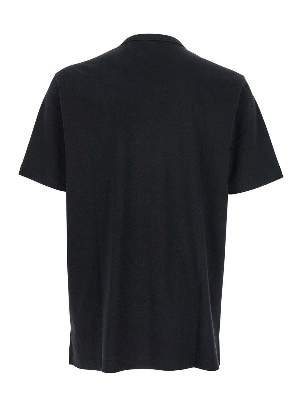 Diesel Men Black Crewneck T-Shirt With Tonal Logo Embroidery On The Front In Cotton Man