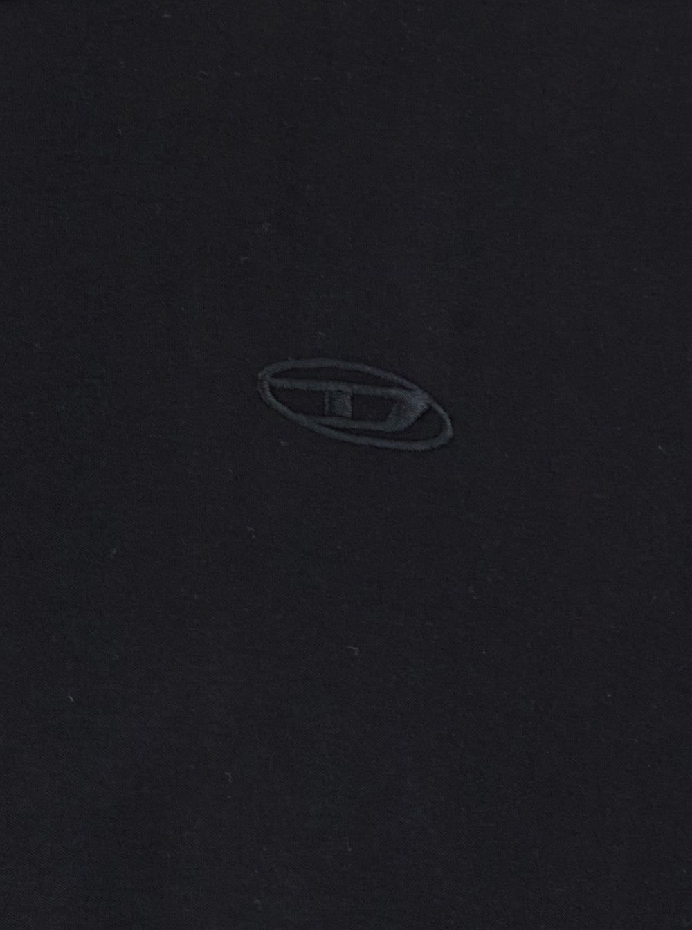 Diesel Men Black Crewneck T-Shirt With Tonal Logo Embroidery On The Front In Cotton Man