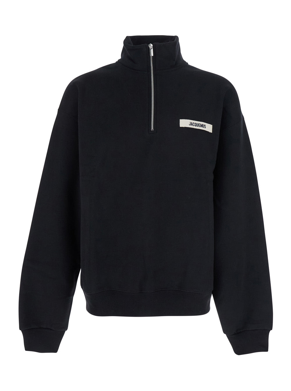 Jacquemus Men 'Le Camionneur Gros Grain' Black Sweatshirt With Logo Patch On The Front In Cotton Man