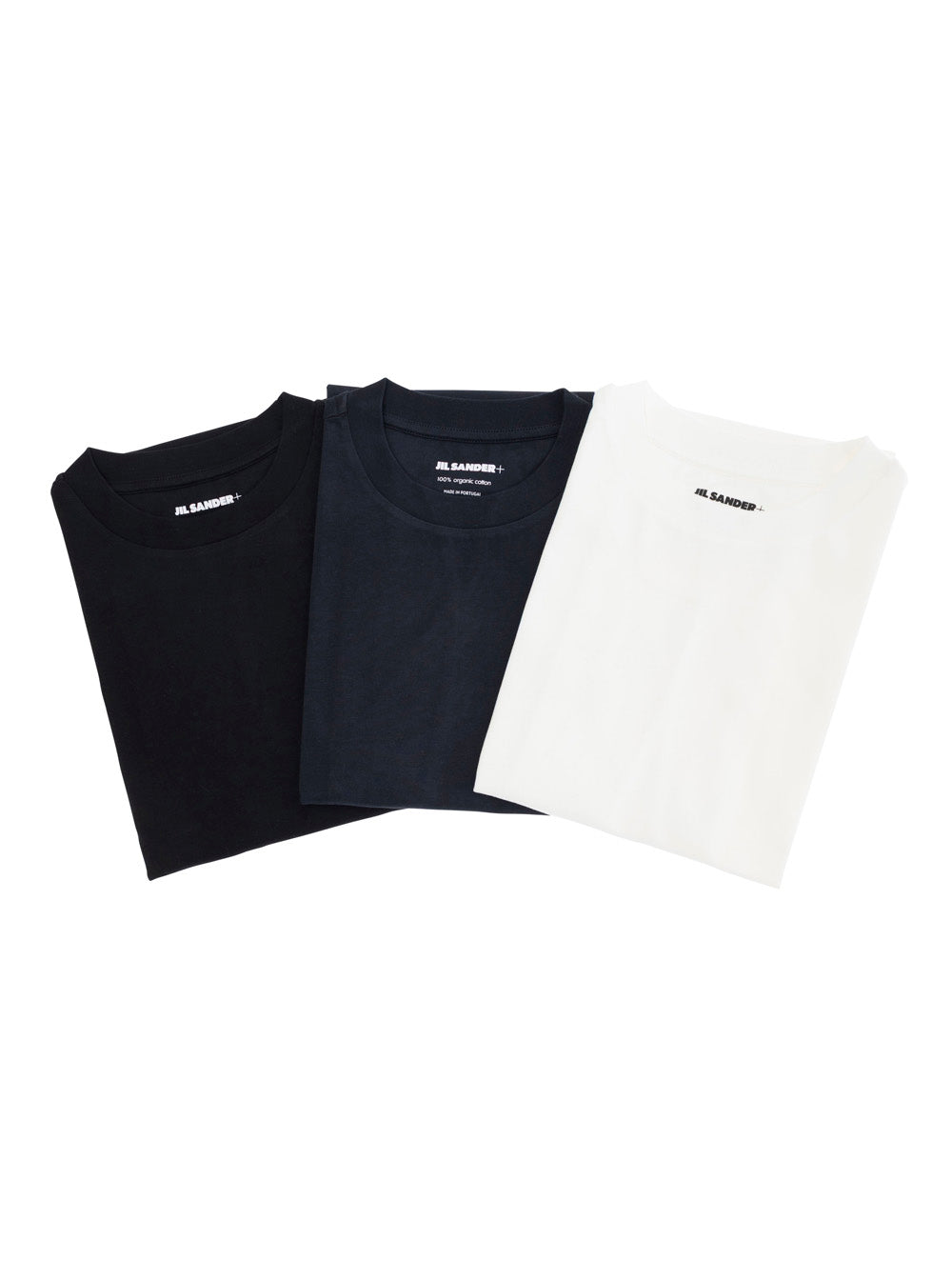 Jil Sander Men Multicolor Set Of Three Crewneck T-Shirts With Logo Patch On The Front In Cotton Man