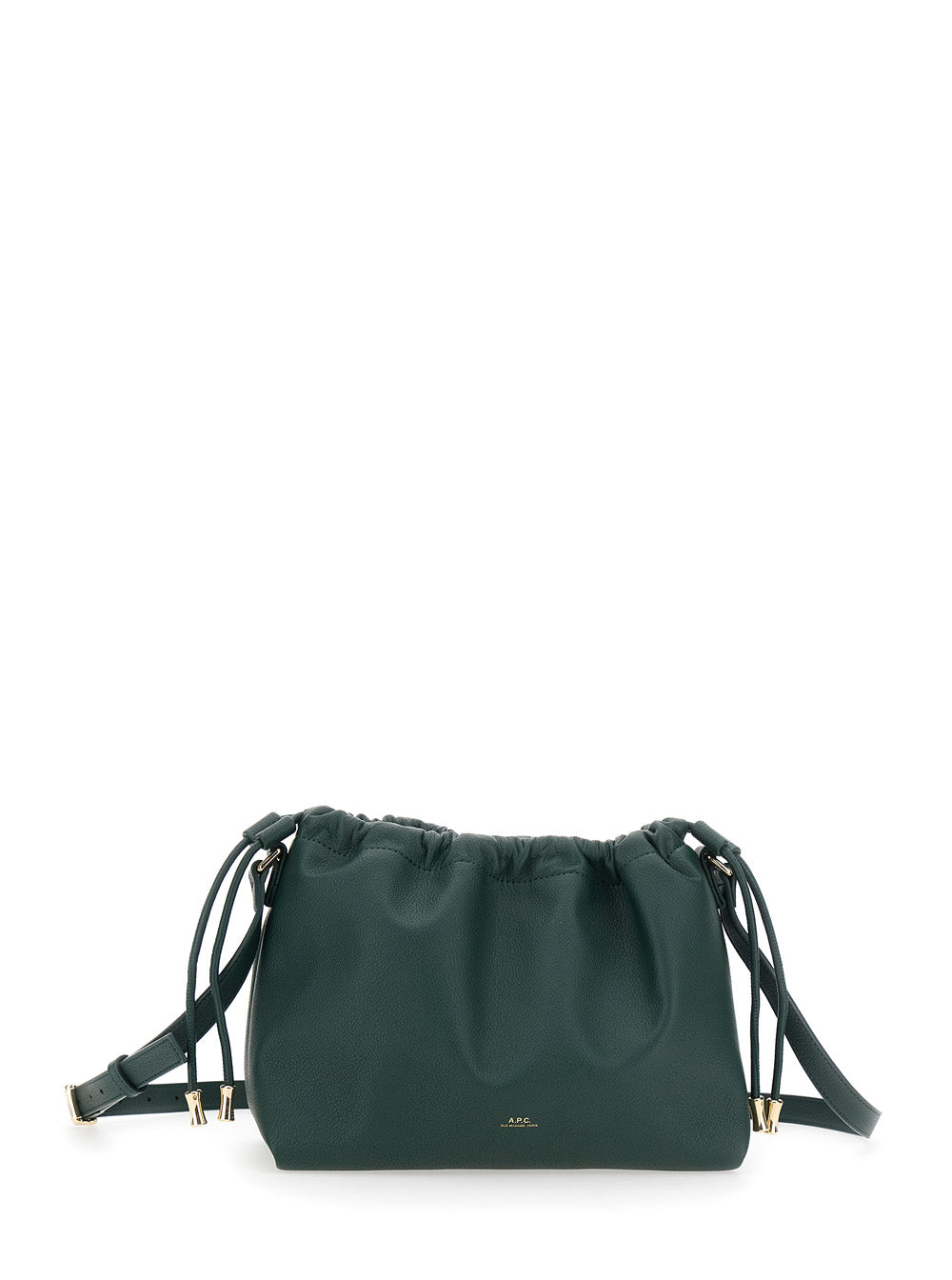 A.P.C. Women 'Ninon' Green Crossbody Bag With Drawstring Closure And Embossed Logo Lettering On The Front In Ecoleather Woman