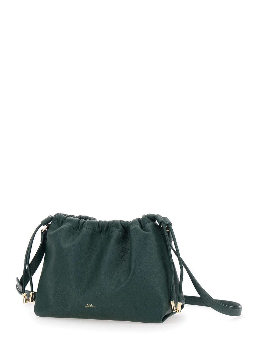 A.P.C. Women 'Ninon' Green Crossbody Bag With Drawstring Closure And Embossed Logo Lettering On The Front In Ecoleather Woman