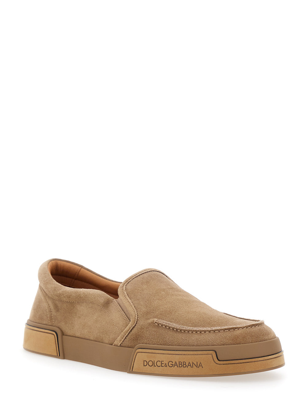 Dolce & Gabbana Men 'Portofino' Brown Sneakers With Logo Lettering On The Sole In Suede Woman