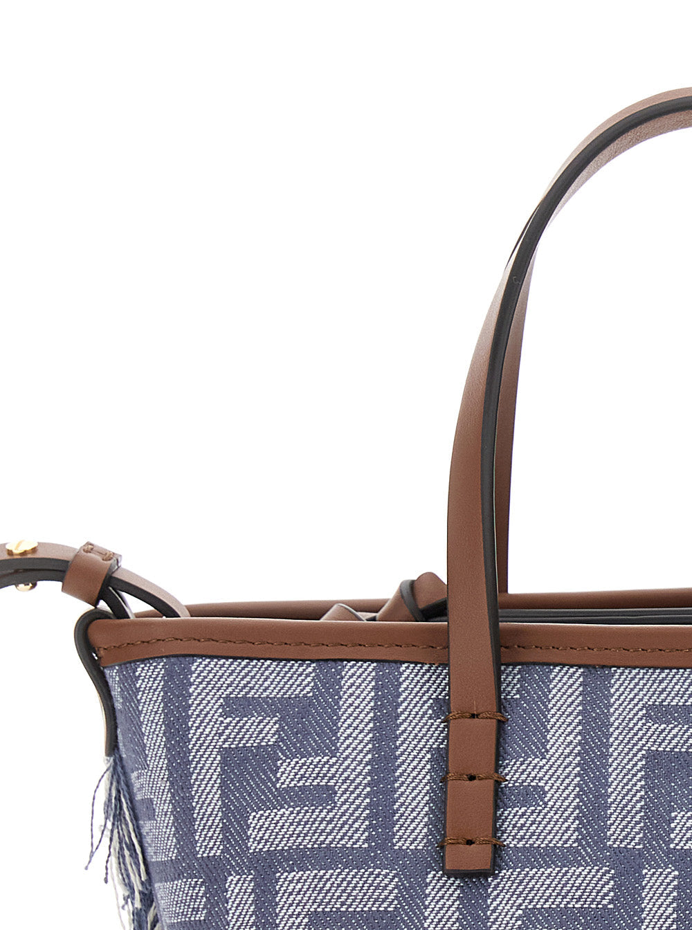 Fendi Women 'Roll' Blue Mini Bag With Adjustable And Removable Shoulder Strap And Fringed Details In Ff Canvas Woman