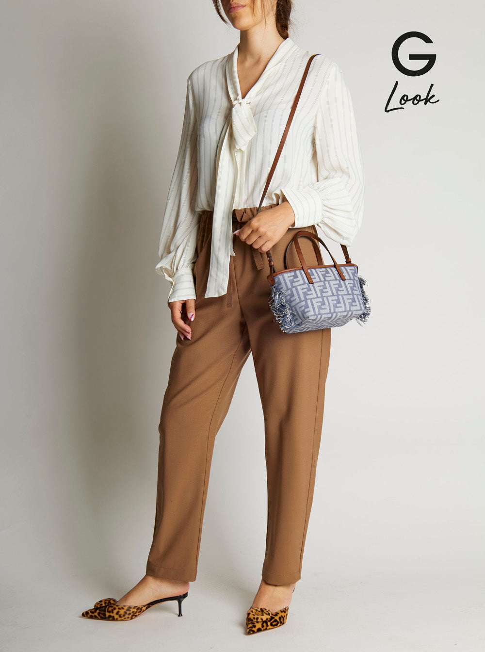 Fendi Women 'Roll' Blue Mini Bag With Adjustable And Removable Shoulder Strap And Fringed Details In Ff Canvas Woman