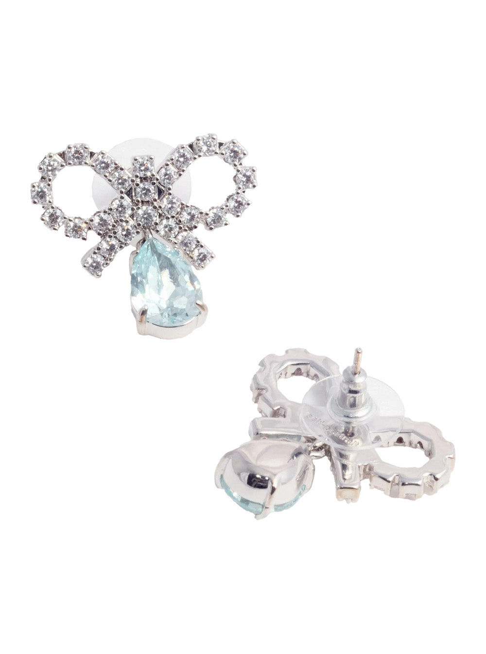 Self-Portrait Women Blue Earings With Bow Charm And Pendent Droplet Detail In Brass Blend Woman