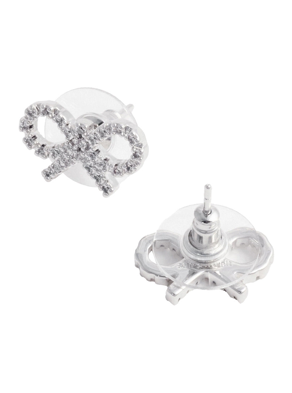 Self-Portrait Women Metallic Earings With Bow Detail And Crystal Embellishments In Brass Woman