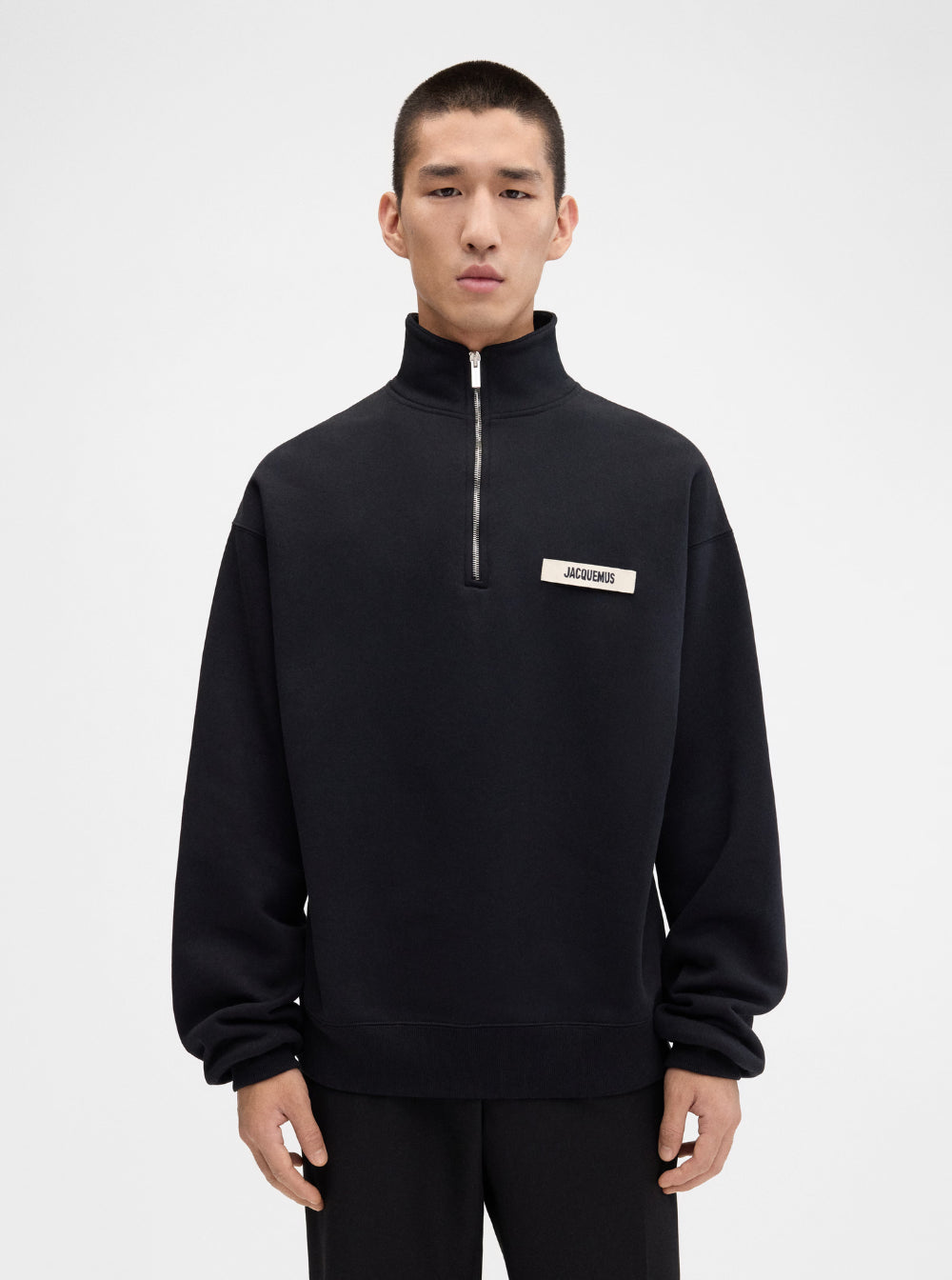 Jacquemus Men 'Le Camionneur Gros Grain' Black Sweatshirt With Logo Patch On The Front In Cotton Man