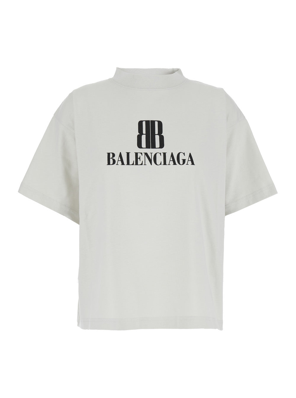 Balenciaga Women White Crewneck Cropped T-Shirt With Logo Lettering On The Front In Cotton Woman