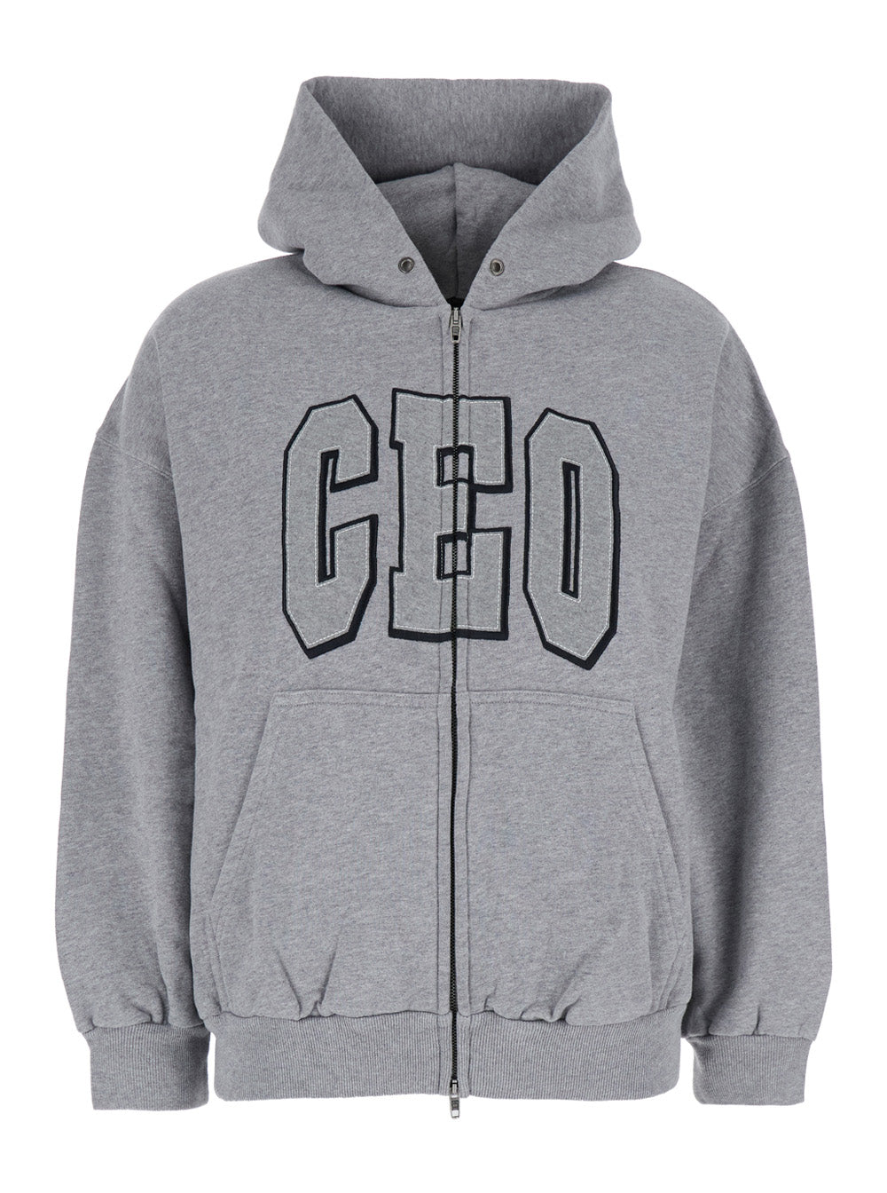 Balenciaga Women Grey Sweatshirt With Drawstring Hood And Print On The Front In Cotton Woman