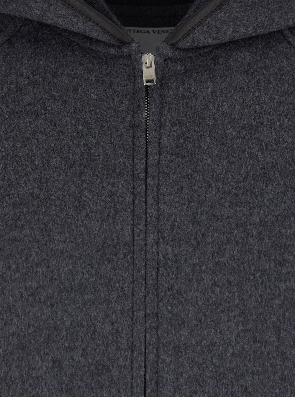 Bottega Veneta Women Grey Reversible Coat With Leather Details And Fixed Hood In Wool Woman