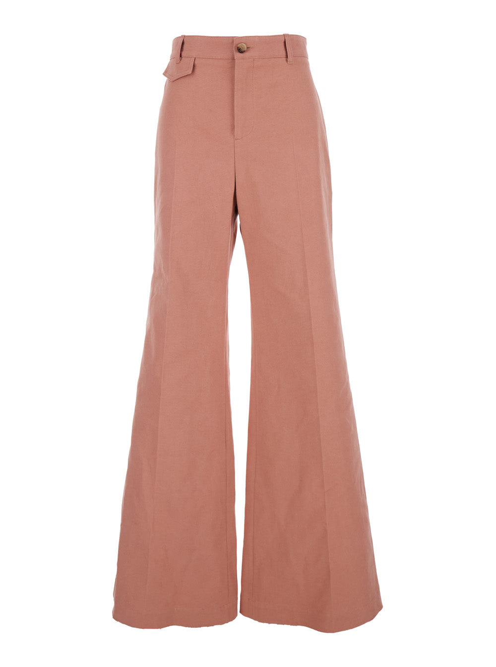 Chloé Women Pink Pants Wiht Belt Loops And Wide Leg In Cotton Woman