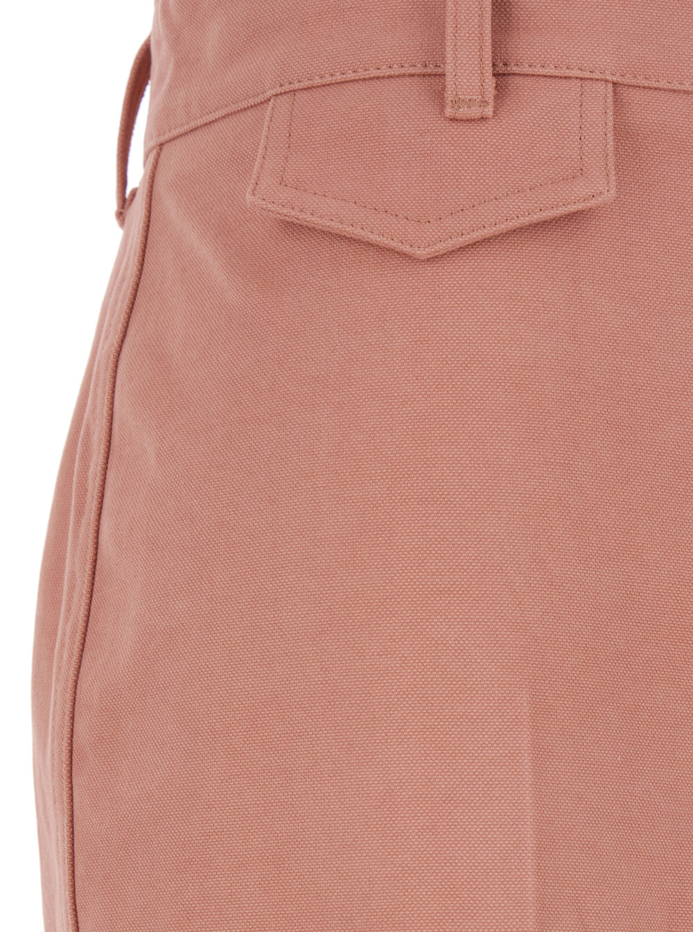 Chloé Women Pink Pants Wiht Belt Loops And Wide Leg In Cotton Woman