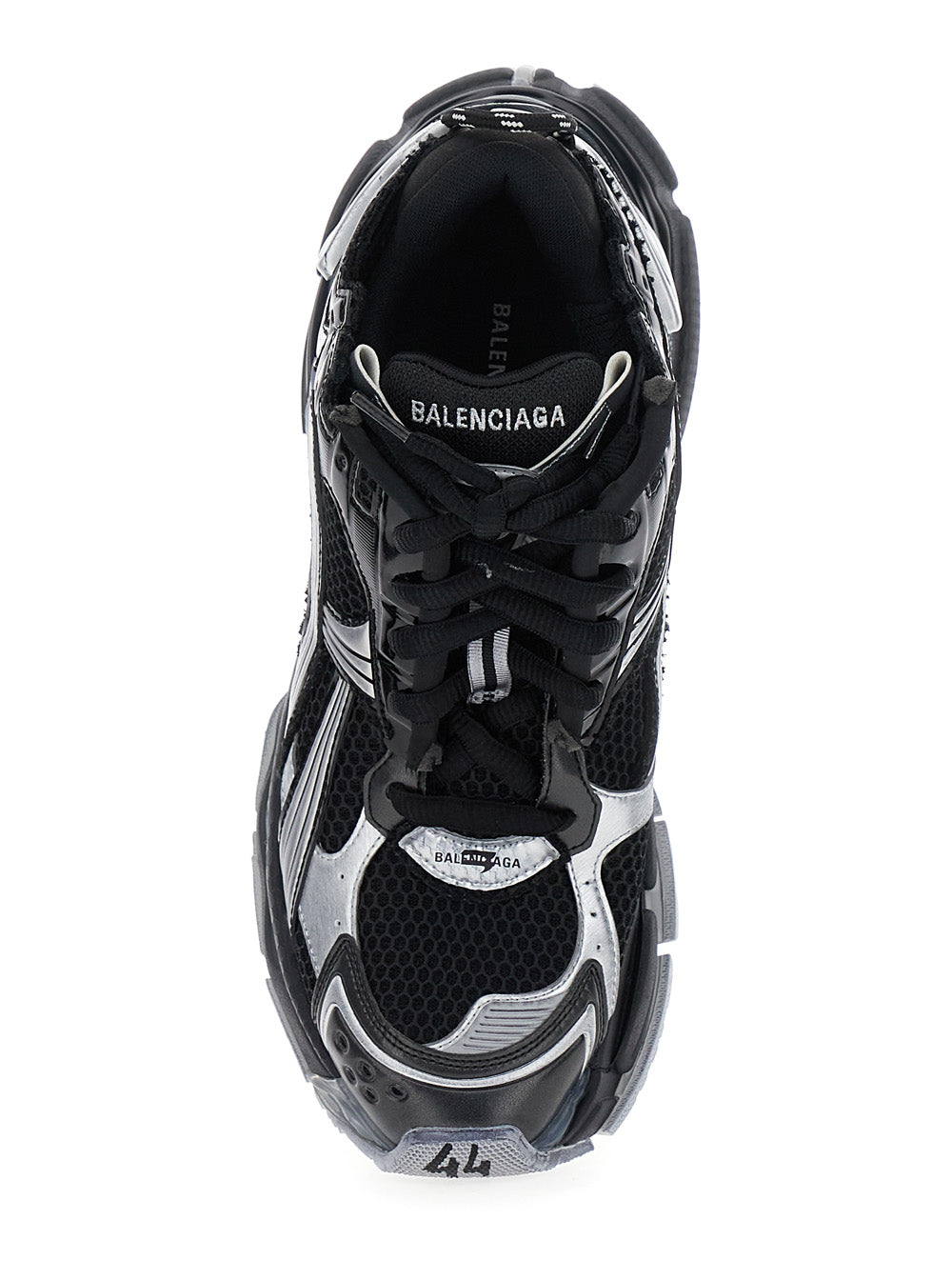 Balenciaga Men 'Runner' Black Low Top Sneakers With Logo Embroidery In Mesh And Tech Fabric Man