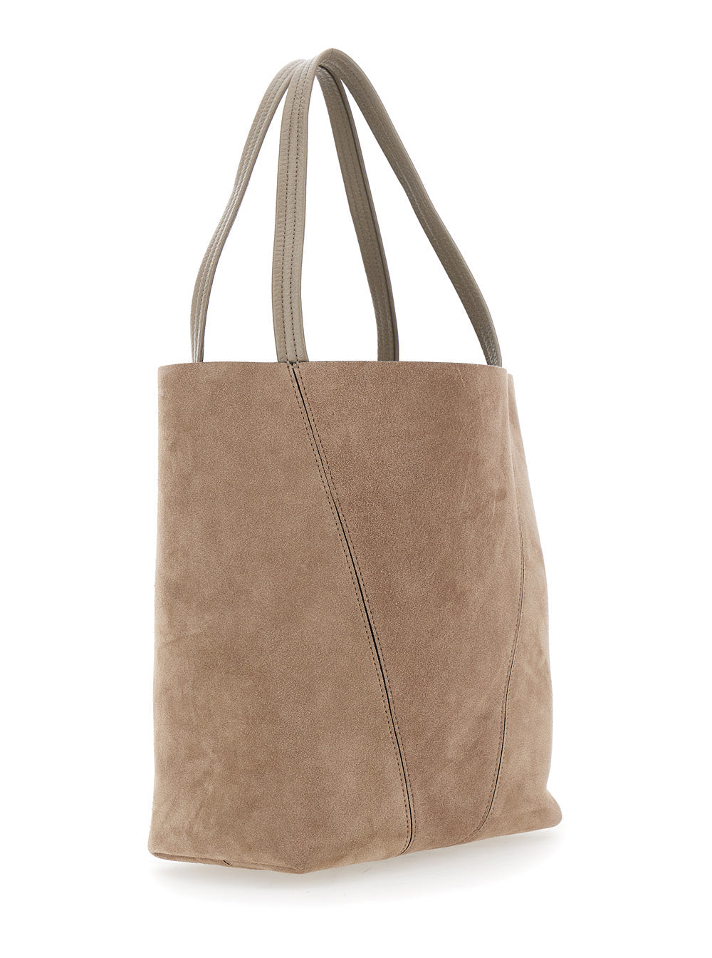 Chloé Women 'Spin' Grey Shoulder Bag With Chain-Link Detail With Logo Charm In Suede Woman