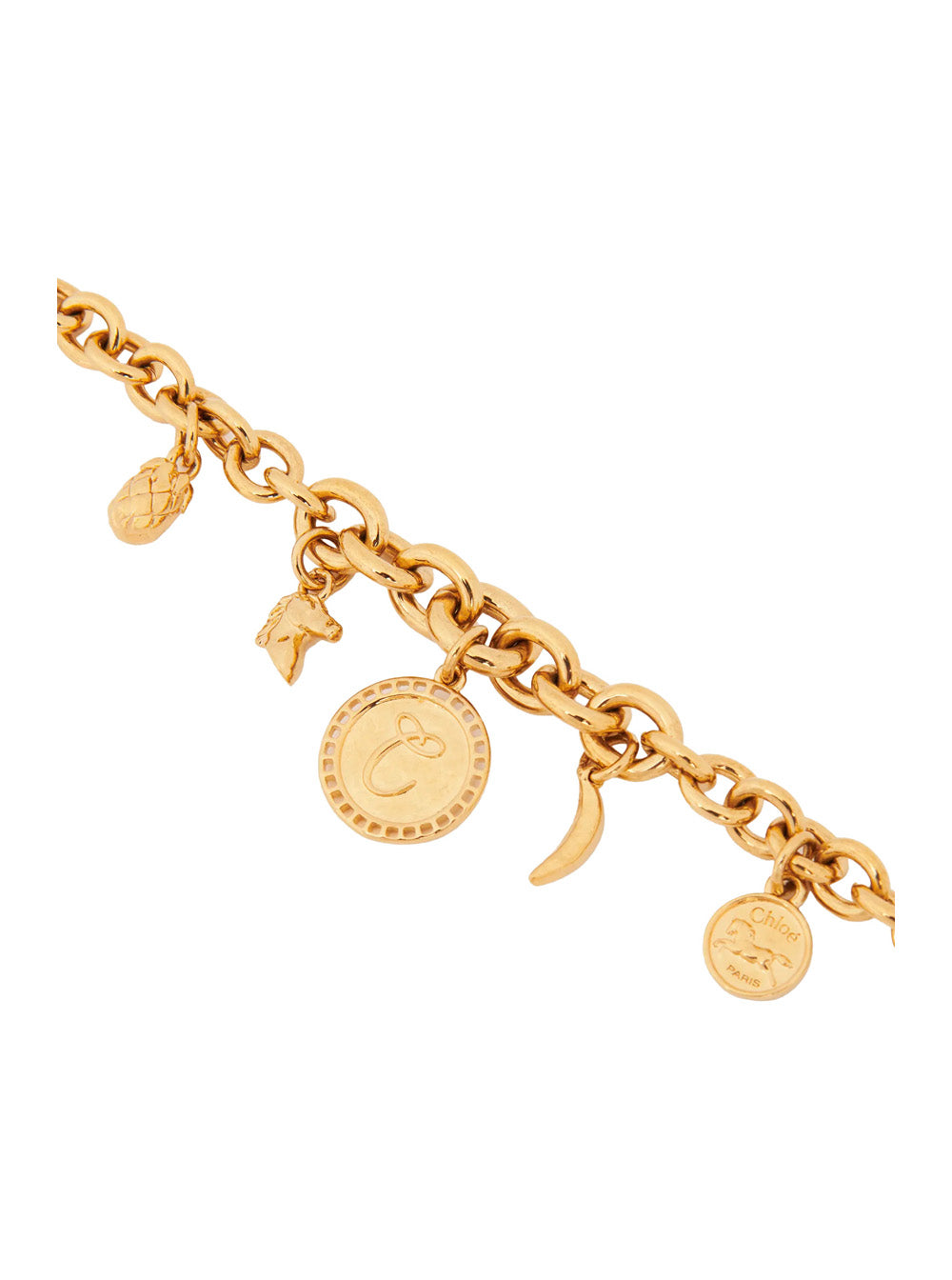 Chloé Women Metallic Bracelet With Charms And Chain-Link Design In Brass Woman