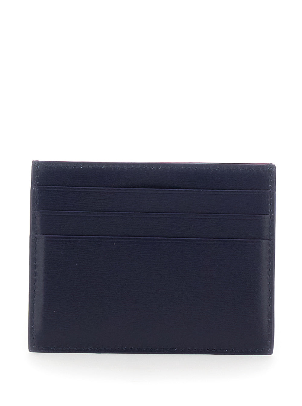 Porta-cartões Ferragamo masculino 'Florence' azul com logotipo na frente, em couro.