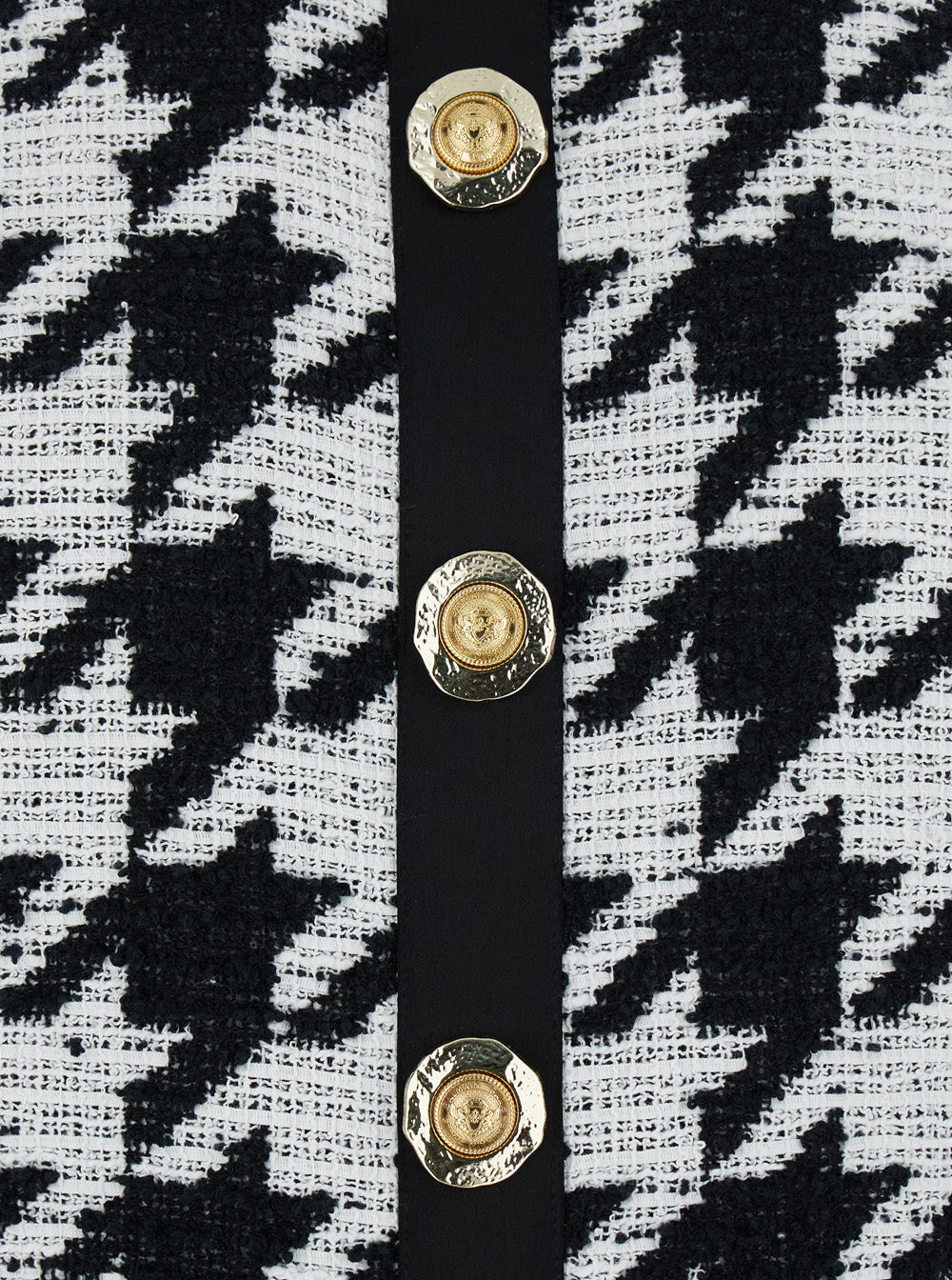 Balmain Women Black And White Halterneck Mini Dress With Houndstooth Motif In Tweed And Satin Woman