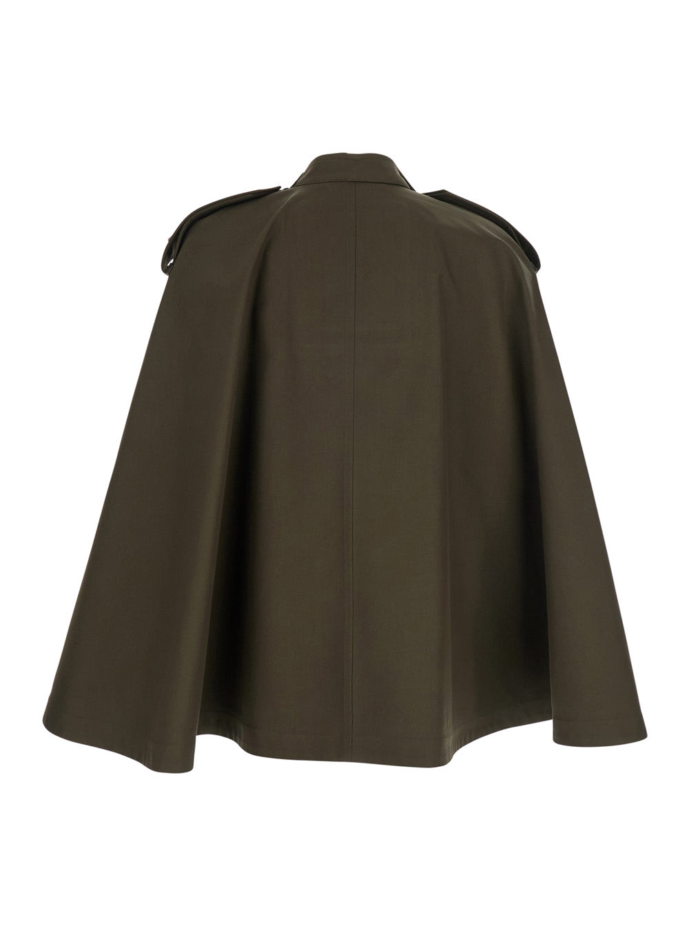 Burberry Women Green Double-Breasted Cape With Front Button Closure In Cotton Woman