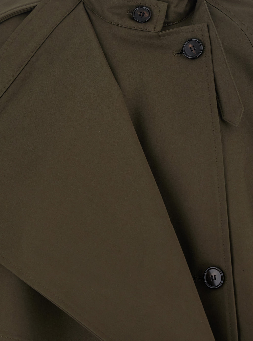 Burberry Women Green Double-Breasted Cape With Front Button Closure In Cotton Woman