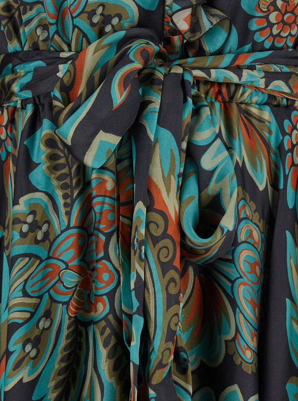 Etro Women Multicolor Long Dress With Self-Tie Belt And All-Over Floral Print In Silk Woman