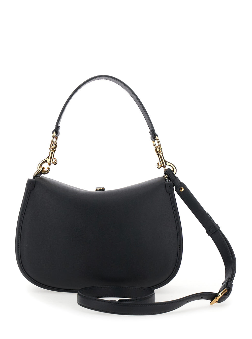 Etro Women Black Crossbody Bag With Removable Shoulder Strap And Belt With Buckle On The Front In Leather Woman