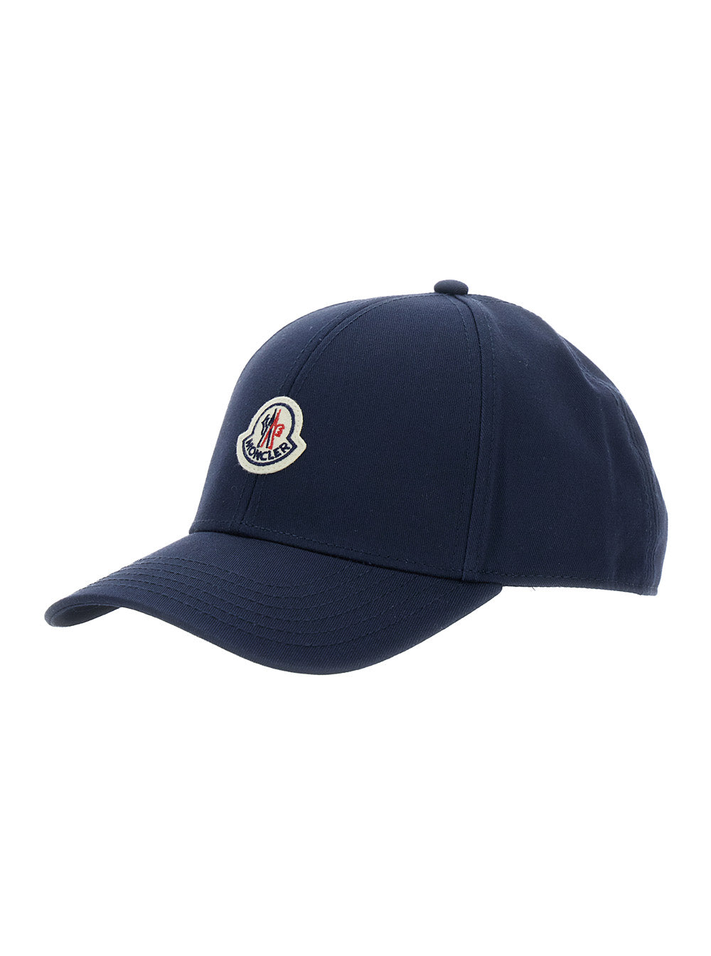 Moncler Men Black Baseball Cap With Logo Patch On The Front In Cotton Man
