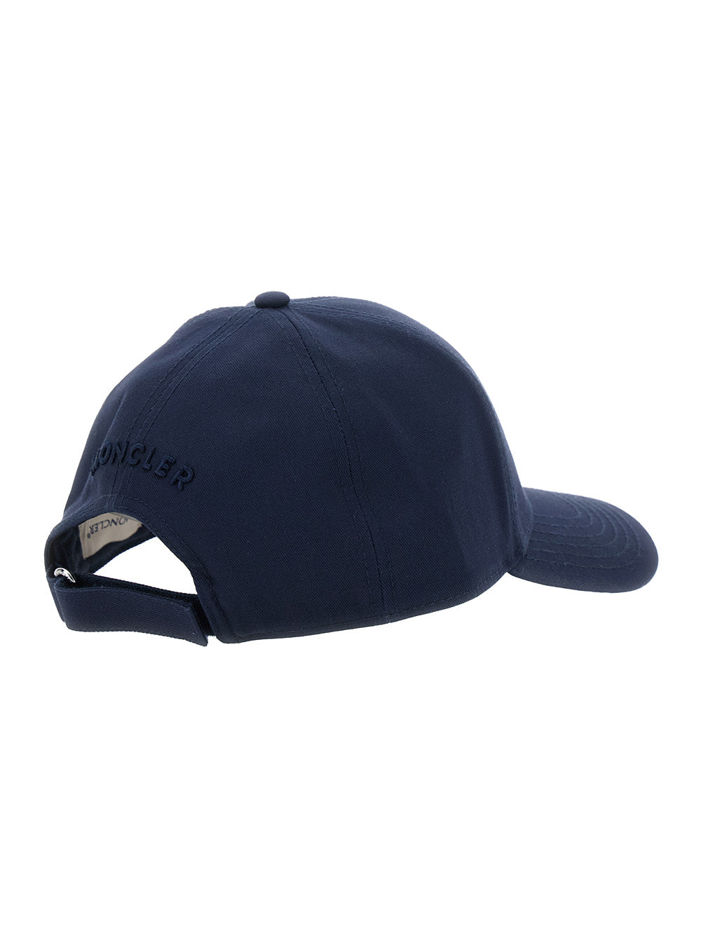 Moncler Men Black Baseball Cap With Logo Patch On The Front In Cotton Man