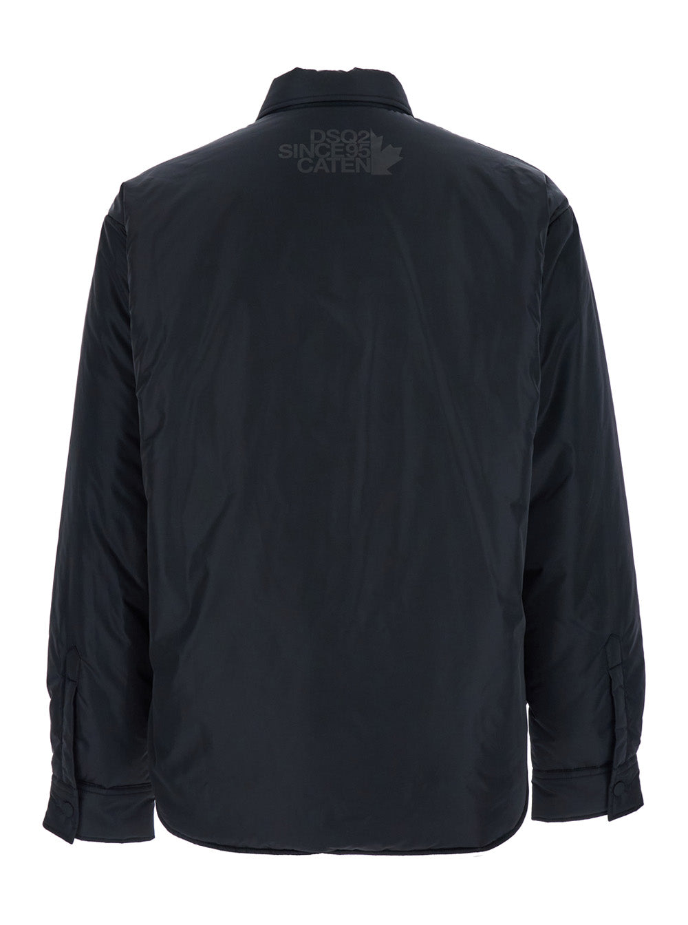 Dsquared2 Men Black Jacket With Classic Collar And Logo Print On The Rear In Tech Fabric Man