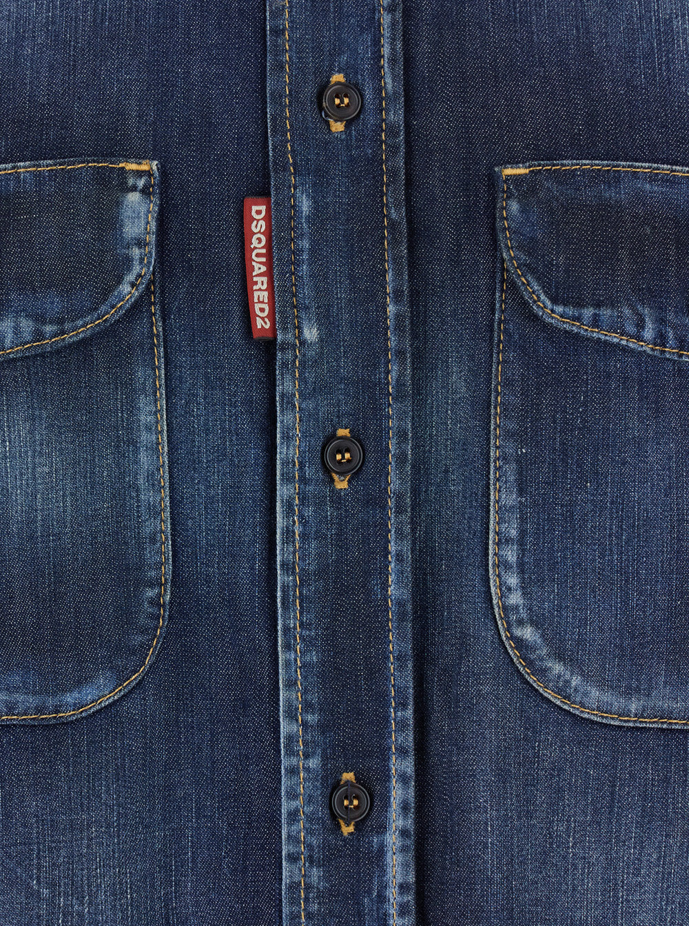 Dsquared2 Men Blue Shirt With Pointed Collar And Elbow Patches In Denim Man