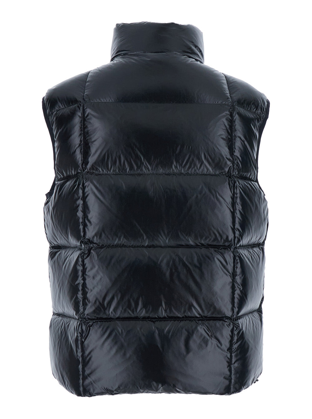 Dsquared2 Men Black Sleeveless Down Jacket With High Neck And Logo Patch On The Front In Tech Fabric Man