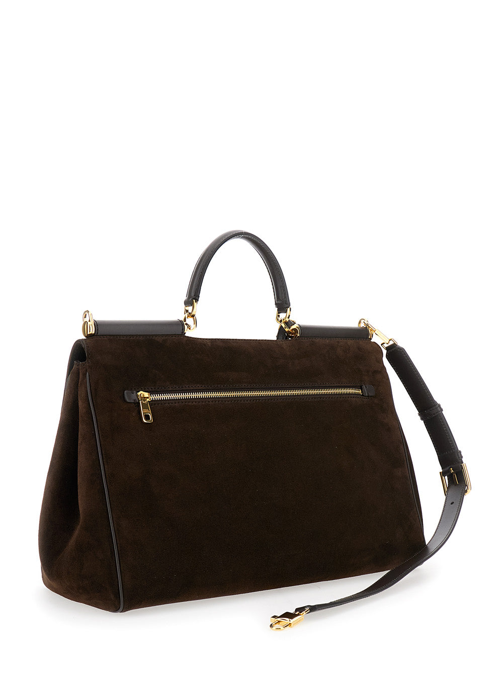 Dolce & Gabbana Women Brown Handbag With Removable Shoulder Strap And Padlock Charm On The Front In Suede Woman