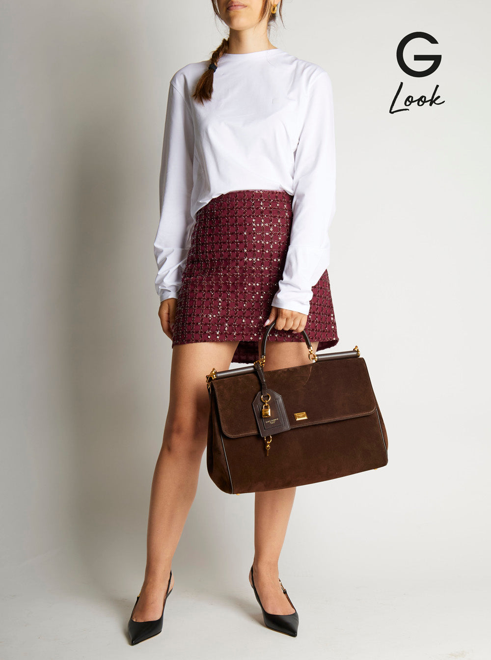 Dolce & Gabbana Women Brown Handbag With Removable Shoulder Strap And Padlock Charm On The Front In Suede Woman